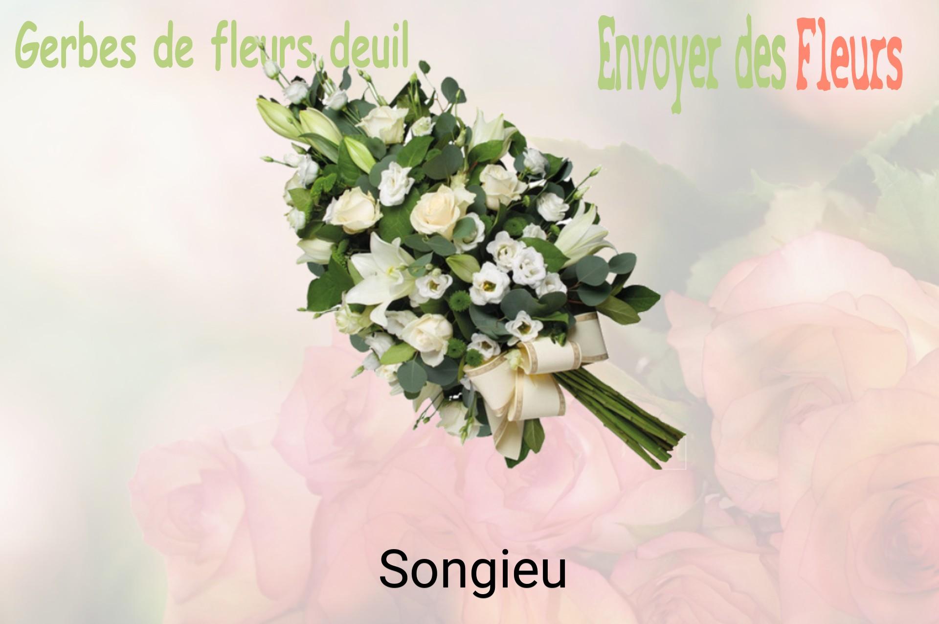 Gerbe de fleurs de deuil livrée à Songieu